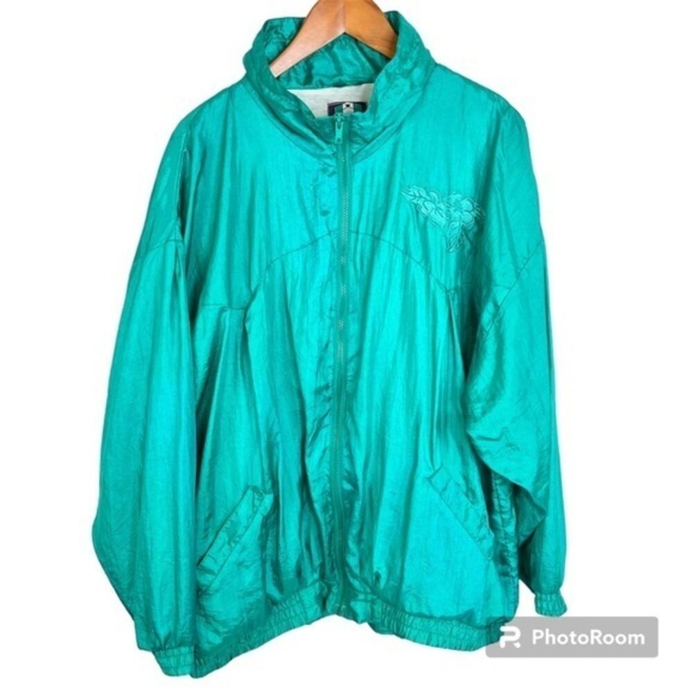 2B Active Metallic Green Vintage 90s Athleisure Gym Athletic Windbreaker Jacket